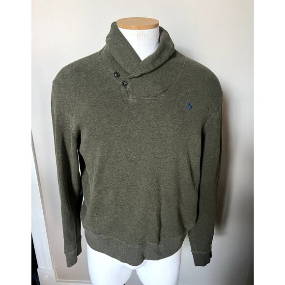 Polo Ralph Lauren Other - Polo Ralph Lauren olive jersey shawl collar sweater size L